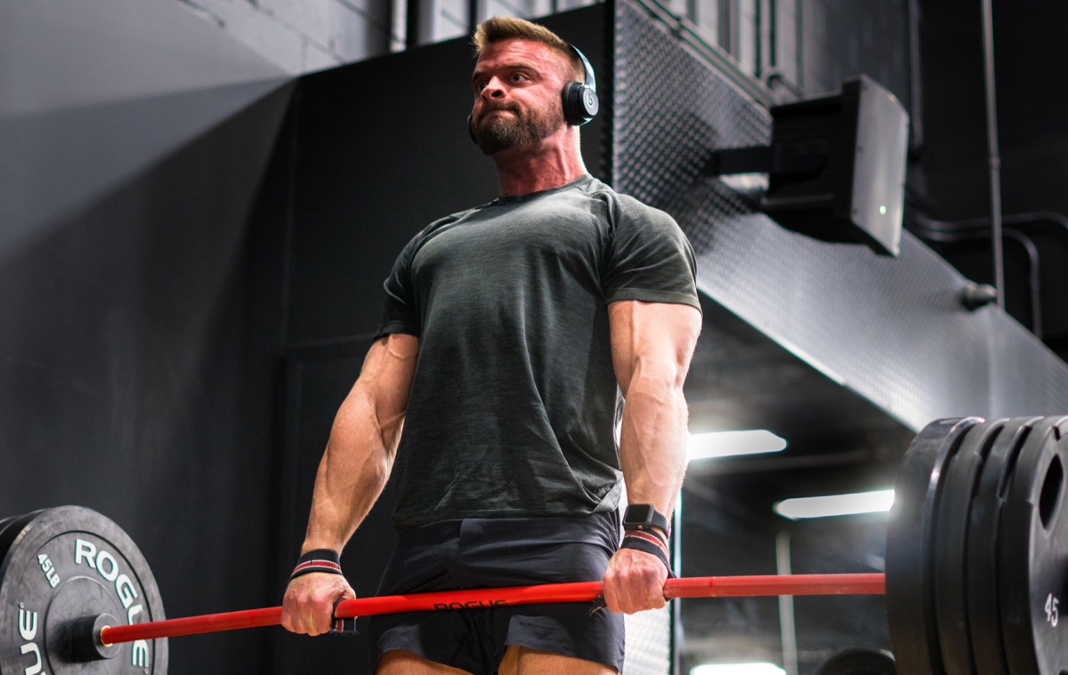 Tom Bailey, strength coach, at the bar before a deadlift in a Toronto gym